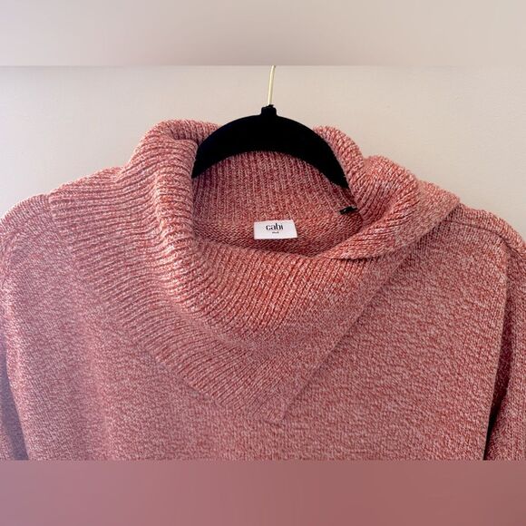 Casual Cottage CABI Red Marled Oversized Split-Collar Turtleneck Knit Sweater M - Picture 2 of 7